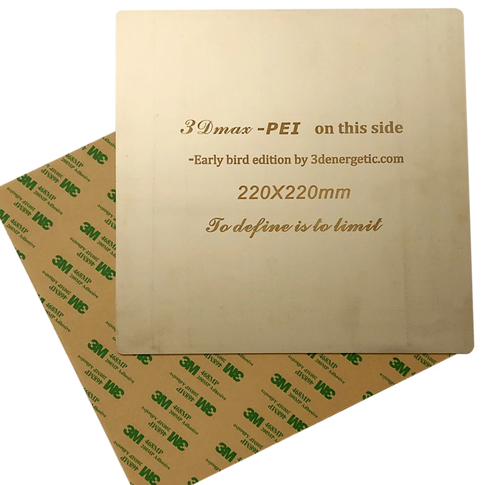 

ENERGETIC 3D Printer Spring Steel PEI Sheet 220x220mm for Anet A8 Prusa Monoprice Tevo Tornado MEGA Maker Select Ultimaker