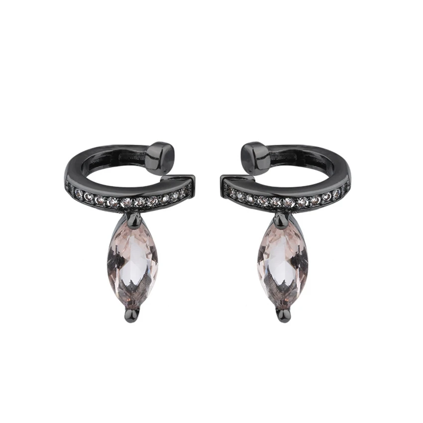 

Trend Black Earrings Cubic Zirconia CZ Crystal Female Women's Earrings 2019 Fashion Ear Cuff