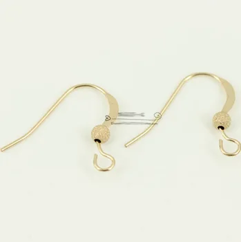 

IB4825 Gold filled earring hook frosted ball Spring Loop Earrings Hooks not fade 15mm 3pairs