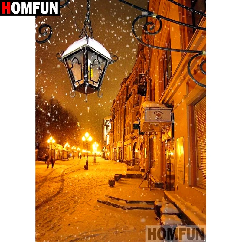 HOMFUN Full Square/Round Drill 5D DIY Diamond Painting &quotLight snow scene&quot Embroidery Cross Stitch 3D Home Decor Gift A16868 | Дом и