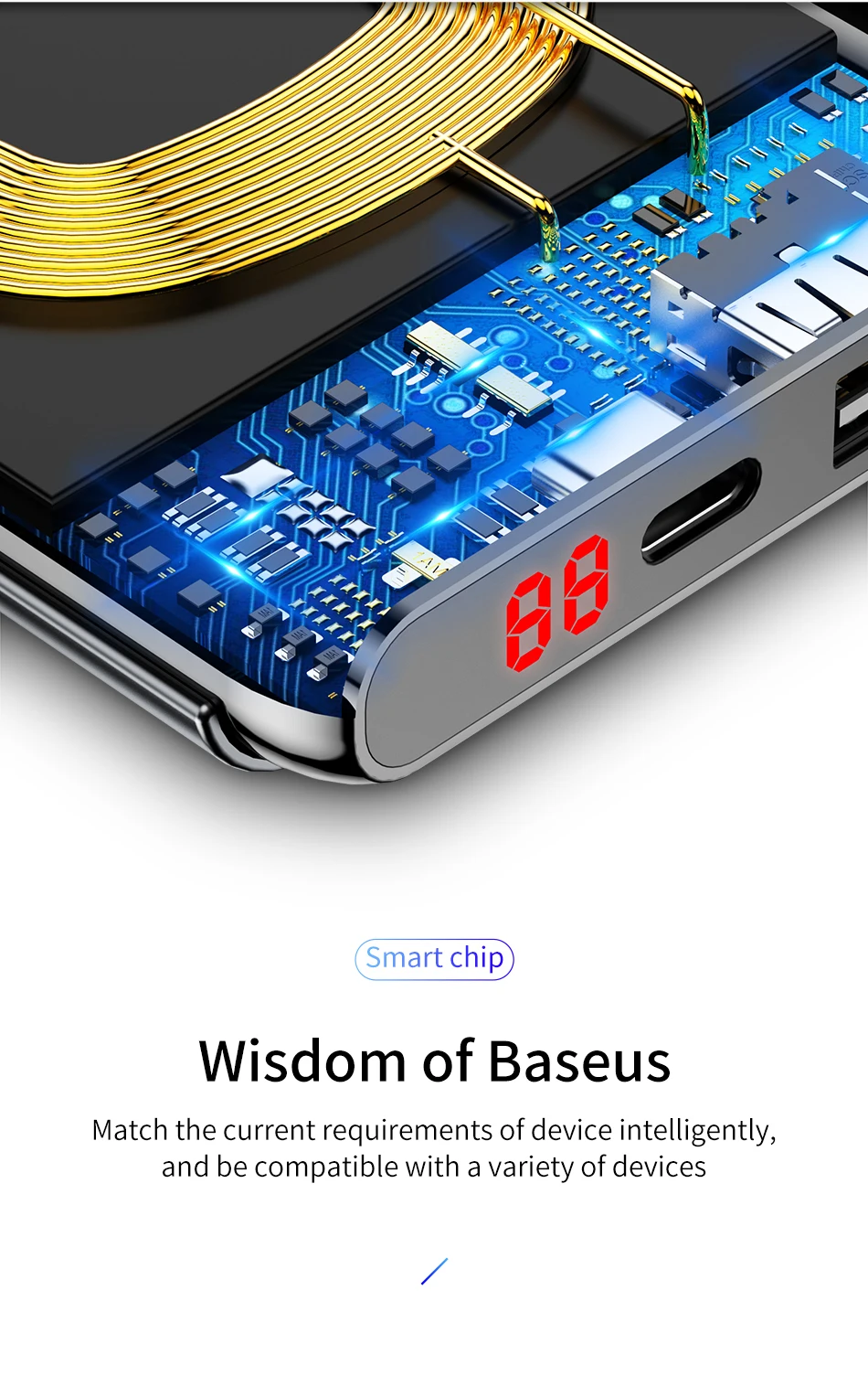 Baseus 10000 мАч Быстрая зарядка 3,0 внешний аккумулятор портативный USB C PD быстрое Qi Беспроводное зарядное устройство Внешний аккумулятор для Xiaomi Mi