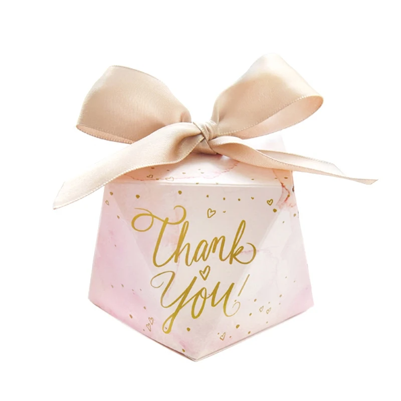 50 шт творческие розовым бриллиантом Свадебные конфетные Коробки "спасибо" Вечерние Подарочная коробка из под конфеты Подарки коробка