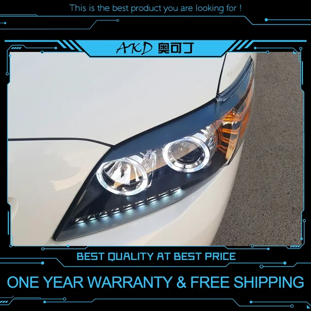 Akd Tuning Cars Headlight For Toyota Corolla 2008 2010 Headlights Akd Tuning Cars Headlight For Toyota Corolla 2008 2010 Headlights Led Drl Running Lights Bi Xenon Beam Fog Angel Eyes