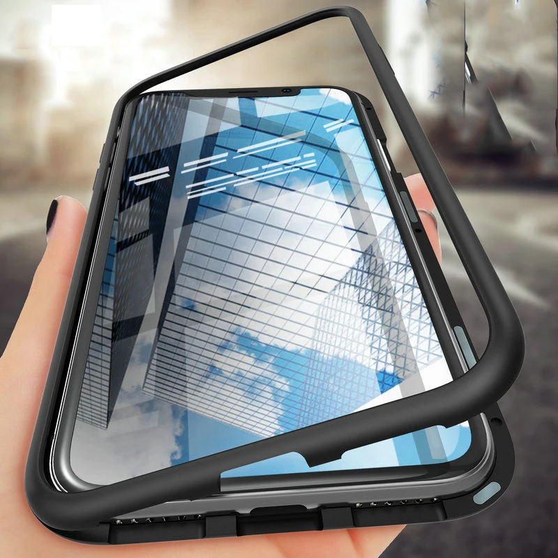 

360 Magnetic Adsorption Case for iPhone X 8 Plus 7 6 6S + Tempered Glass Back Cover for iPhone 7 8 6 6S Plus X Hard Case
