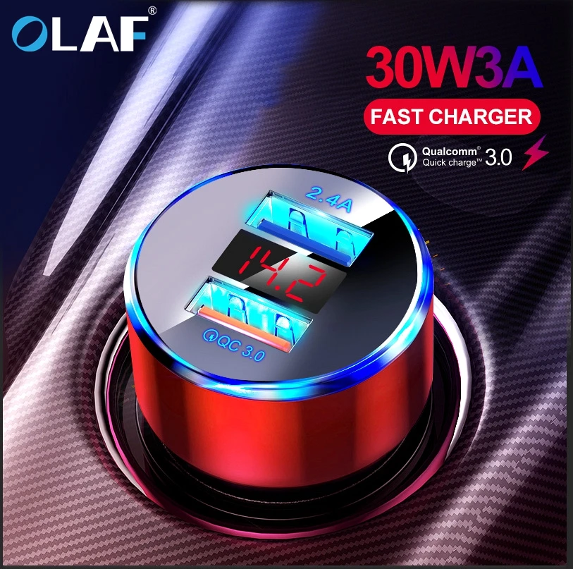 

3.1A Dual USB Car Charger With LED Display Universal Mobile Phone Car-Charger for Xiaomi Samsung S8 iPhone 6 6s 7 8 Plus Tablet