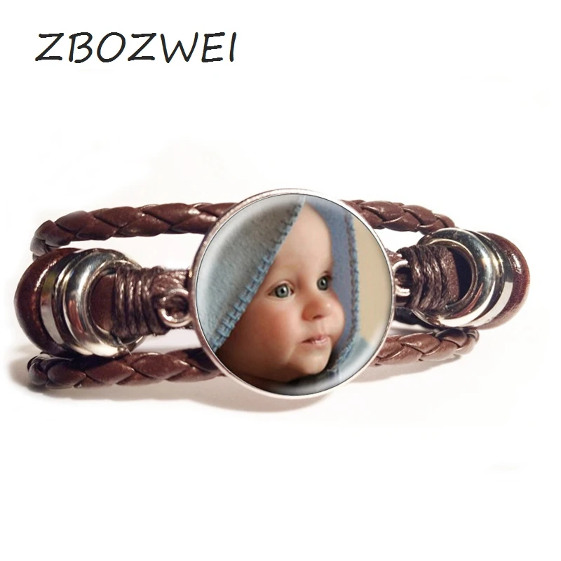 

ZBOZWEI Personalized Leather Bracelet Your Baby Grandpa and Grandma Mom and Dad loves the private custom of this family gift