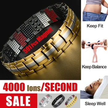 

Titanium Magnetite Black Magnetic Bracelet Men Stainless Steel Energy Germanium Magnet Health Men Bracelets Hand Chain Bracelets