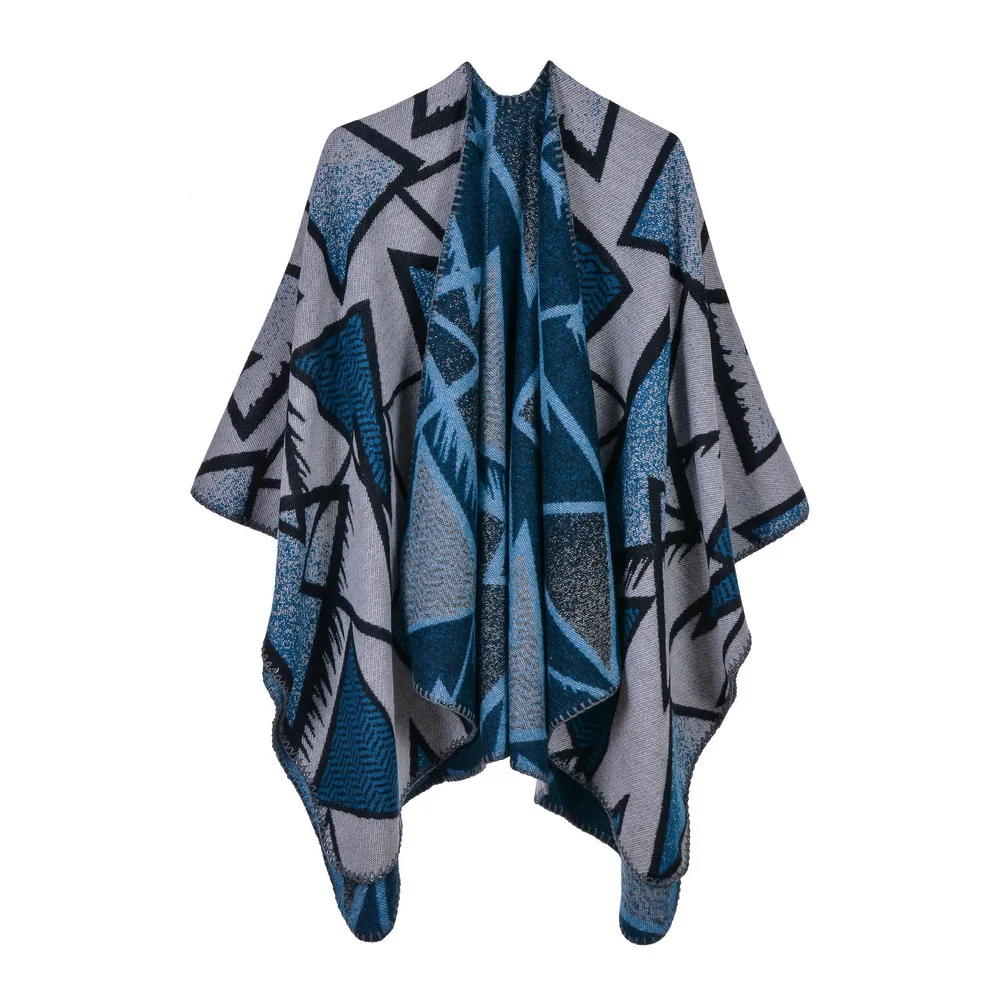 

Women geometric triangle pattern fashion wild shawl and wraps poncho feminino inverno multi-purpose travel cloak scarves 2019