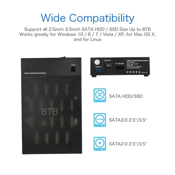 

USB 3.0 2.5" 3.5" SATA Hard Drive Disk External Enclosure SSD HDD Disk Case Box Support UASP 8TB Drives OTB One Touch Backup