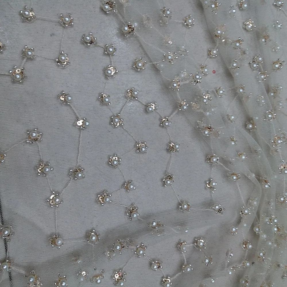 

New Handmade nail beads adding high-end pearls high quality products African lace embroidery adding a variety of processes the