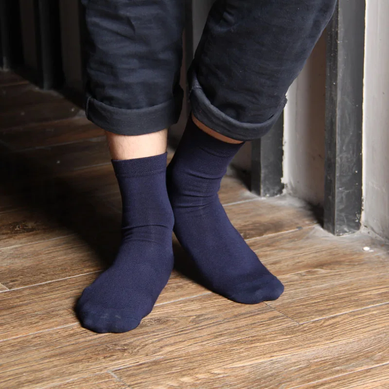 Мужские одноцветные носки под платье, бамбуковые носки Meia Masculina для деловой одежды, толстые антибактериальные носки поло(5 шт./лот), подарочная упаковка