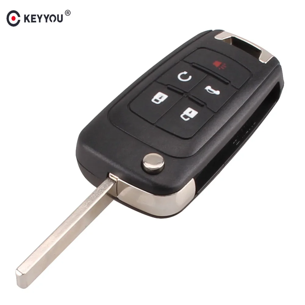 

KEYYOU Flip Folding Remote Key Shell 5 Buttons for Buick Excelle Verano LaCrosse Regal Car Alarm Housing Keyless Entry Fob Case