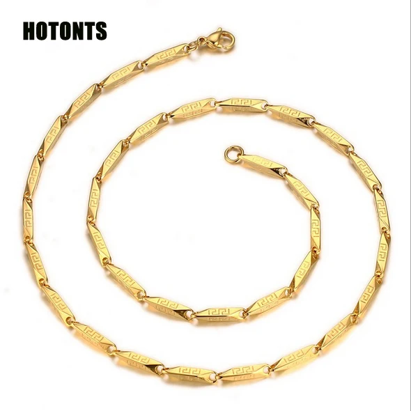 NC 171 Fashion Greek Key Pattern Men's Necklace Gold Color Link Chain Statament Necklaces For