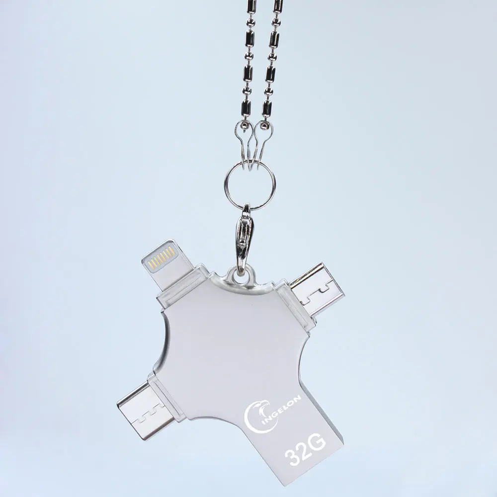 Ingelon 4in1 Metal Cross Pendrive 16gb 32gb 64gb 128gb cle usb 2.0 Christian Memory Stick Custom Logo USB C Pen Drive for iphone (6)