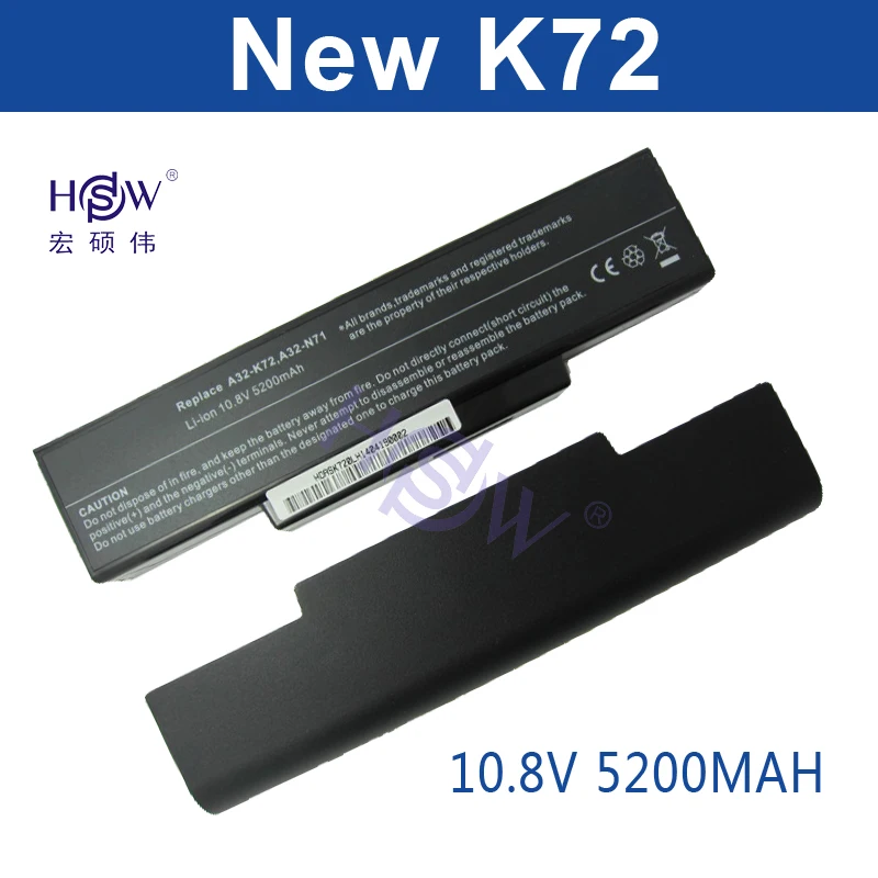 5200MAH laptop battery for Asus li-ion A32-K72 A32-N71 K72DR K72 K72D K72F K72JR K73 K73SV K73S K73E N73SV X77X77VN k72-100 X77V