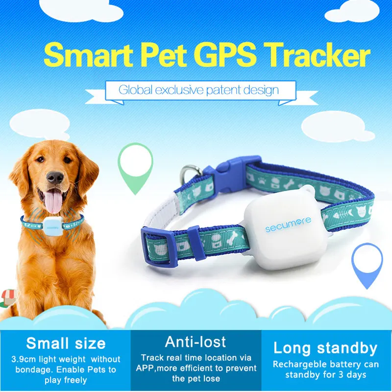 Smart Pet GPS Tracker Dog Cats Locator With Collar Rechargable Pets