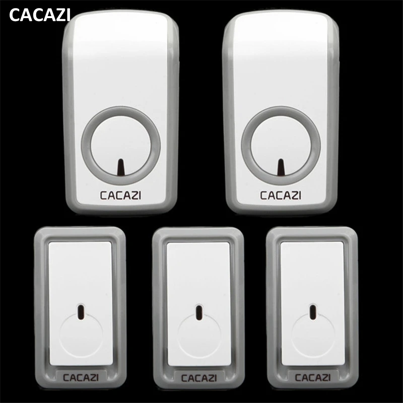 

CACAZI 3 doorbell buttons+2 doorbell receivers 350M remote control AC 110-220V Waterproof button elderly pager Wireless doorbell