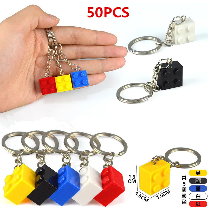 50PCSset Key Chain Blocks Heart Blocks Toy Brick Building Blocks Accessories Keychain Block Model Kits Set DIY Toys for Kids (7)