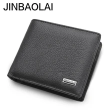 Luxo 100% Genuíno Couro Homens Carteira de Moda Curto Bifold Homens Carteira Casual Soild Carteiras Com Bolso de Moedas Bolsas Carteiras Masculinas(China)