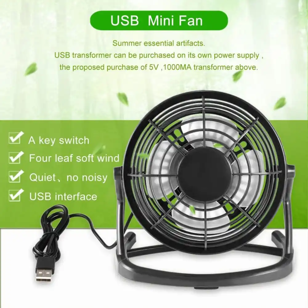 New New Portable Mini USB Fan Cooling Desk LED Light Switchable Fan For