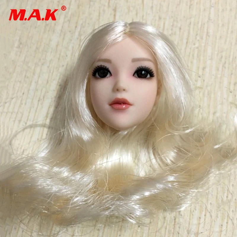 

1/6 Scale Female Head Sculpt Girl Red Scarf Silver Hair Headplay Model Movable Eyes for 12 inches Action Figures