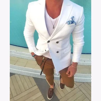 

2019 White Double Breasted men wedding suits Blazer Skinny Tuxedo Custom kingsman Jacket mens suit terno Masculino jacket+pants