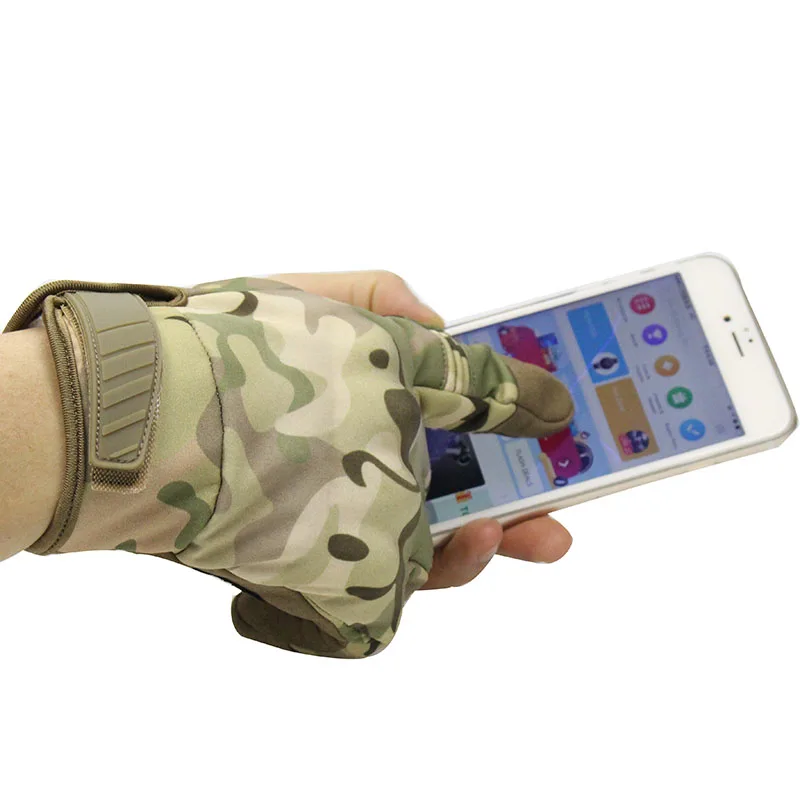 Тактические перчатки Военная армия Пейнтбол Стрельба страйкбол боевой велосипед Резиновая Защитная противоскользящая полный палец перчатки для пешего туризма для мужчин - Цвет: A24 camouflage