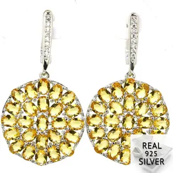 

Real 7.0g 925 Solid Sterling Silver Fancy Golden Citrine Mother's Day Earrings 40x21mm