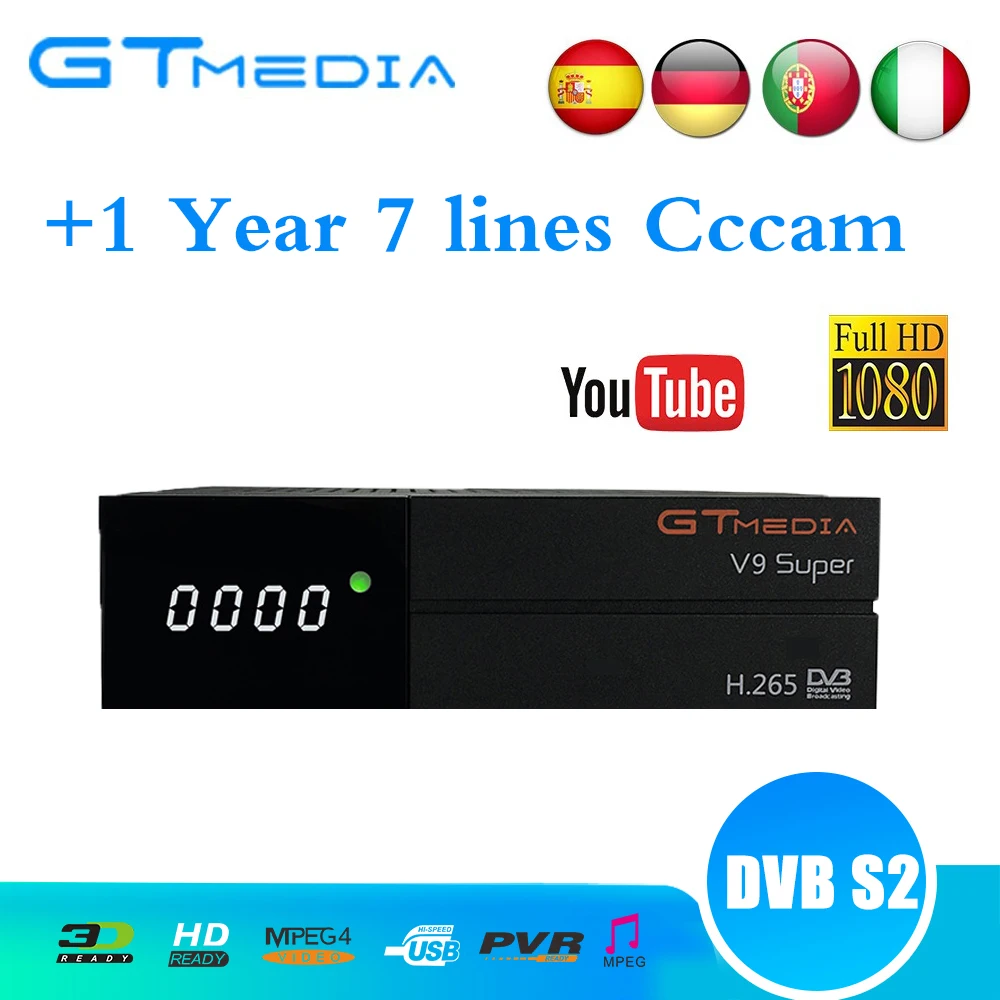 

DVB-S2 V9 Digital Satellite TV Receiver built-in WiFi MPEG H.265 HEVC Support Cccam YouTube IPTV Dolby AC3 TV Box+Free Cccam
