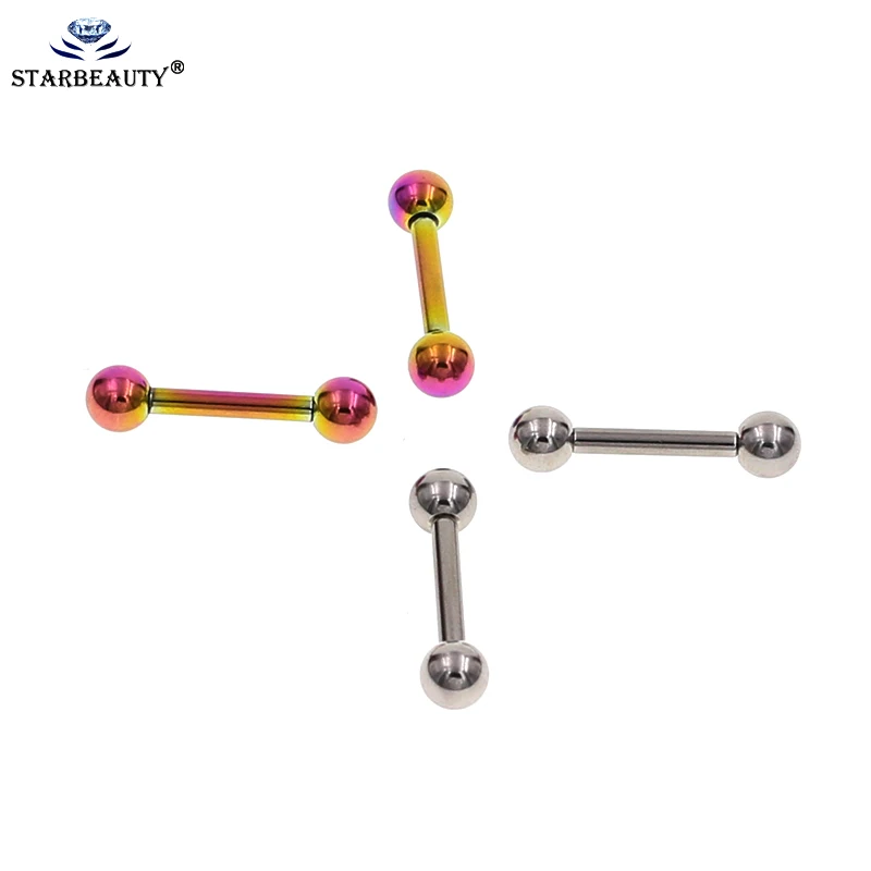 2Pcs 2*12mm Stainless Steel Tongue Ring Internally Threaded Straight