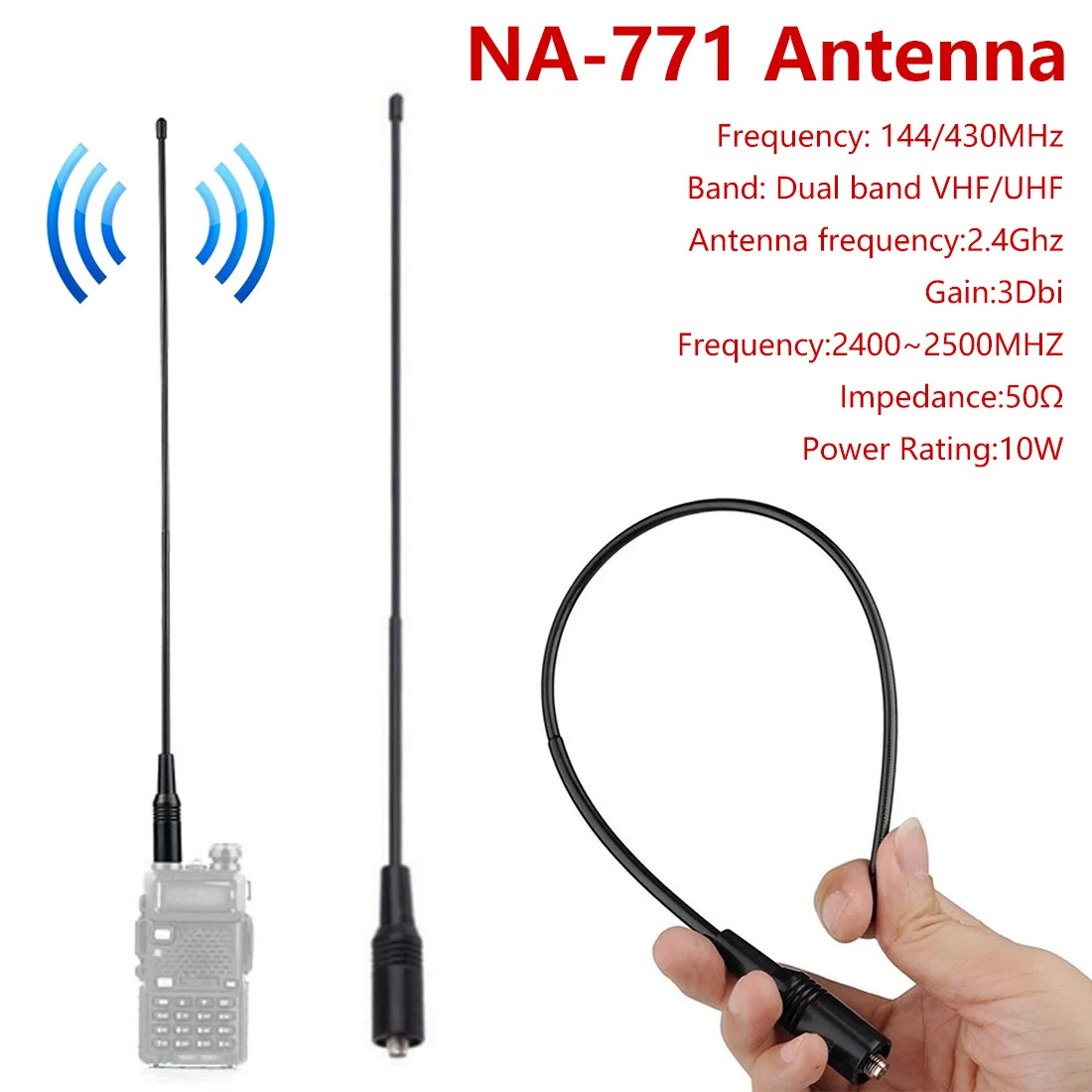 VHF/UHF 144/430MHZ 2,15/3.0DB двухстороннее радио NA-771 NA771 SMA-F SMA Женская Двухдиапазонная гибкая антенна