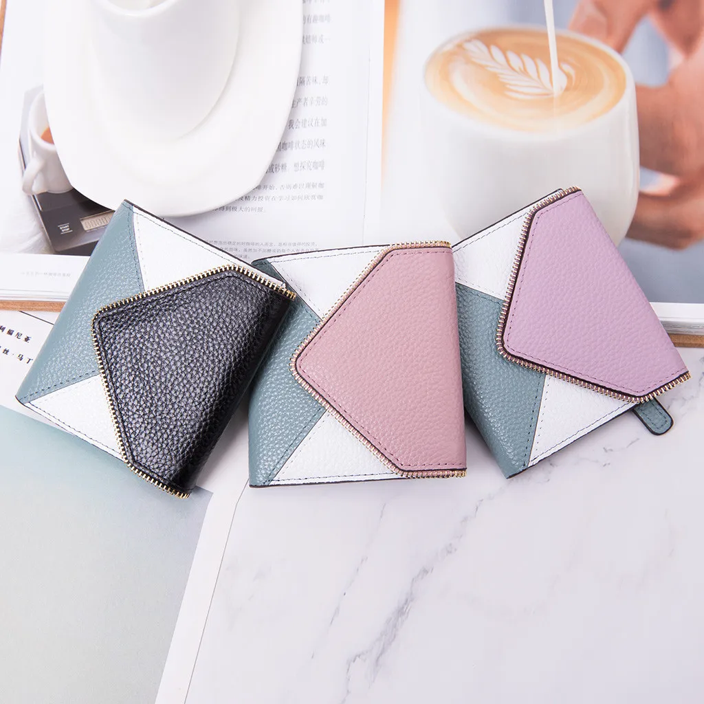 

Women Anti-Theft Purse Leather Patchwork Color Credit Card Holder Anti-Degaussing Wallet Business Card Pasjes Houder #YL10