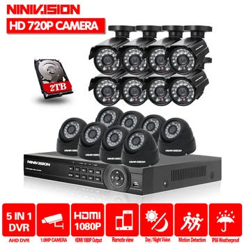 

2TB HDD 1.0MP HD 2000TVL security bullet camera CCTV System Kit 16channel AHD Full 720P Video Surveillance 1080P DVR NVR system