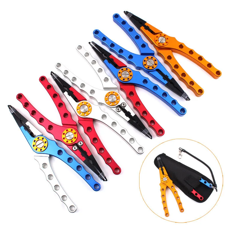 

198mm Aviation Aluminum Fishing Plier Multi-function Scissors Hook Remover Fish Line Cutter Tackle Sheath Control Fish Tools