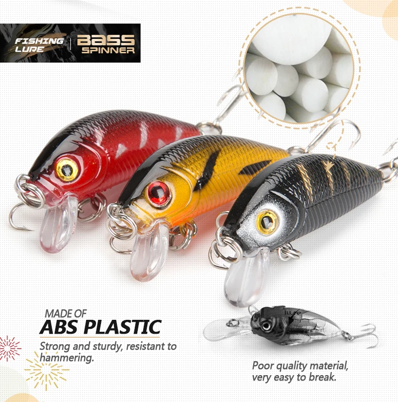 DONQL Minnow Hard Bait Wobblers Crankbait Fishing Lure 5cm 3.6g Artificial Swim bait Fishing Lures With Sharp Hooks Pesca Tackle (6)