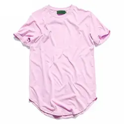 Розовый черный, красный изогнутые подол пустой футболка Для мужчин плотная городской KPOP Джастин Бибер Kanye West продлить негабаритных Для