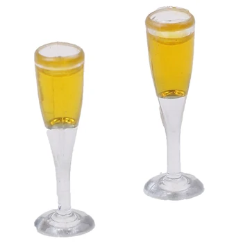 

1:12 Resin Dollhouse Mini Champagne Water Cup Miniature Dollhouse Accessories Cups Toy Mini Decoration Gifts 2pcs/lot