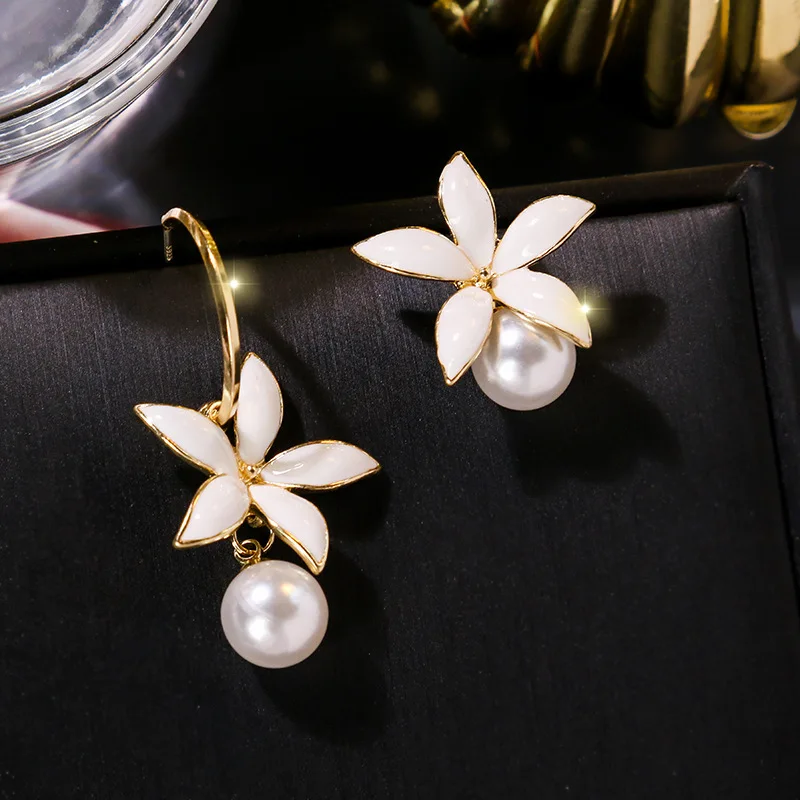 Топ Дизайн белый искусственный жемчуг цветок серьги для женщин ручной работы AB серьги Модные ювелирные изделия