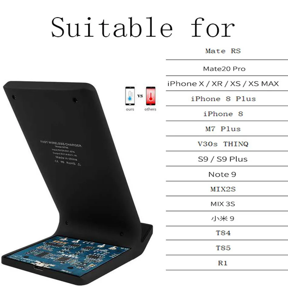 10W Wireless charger for samsung s10+ s10 s9 s8 s7 fast charger for iphone 8 x 7 6 phone3