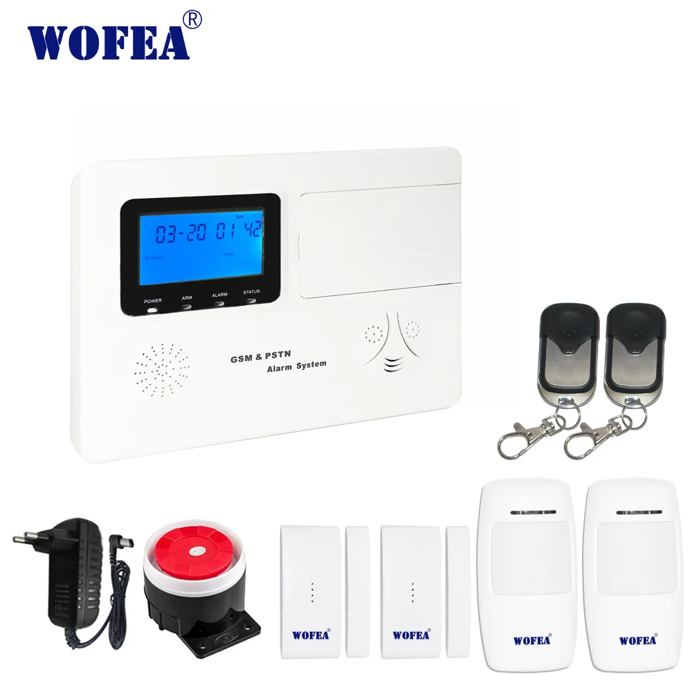 Wofea ISO& android APP ЖК-дисплей GSM сигнализация и pstn сигнализация с 99 беспроводной зоны и 4 проводной зоны