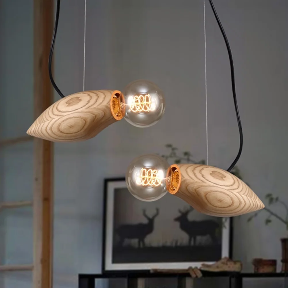Nordic pendelleuchten für hauptbeleuchtung moderne hängende lampe holz aluminium lampenschirm led bulb schlafzimmer küche licht
