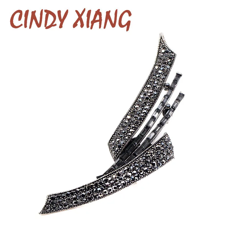 

CINDY XIANG Black Color Shining Geometric Brooches for Women Fashion Winter Large Brooch Pin High Quality Exquisite Broches Gift