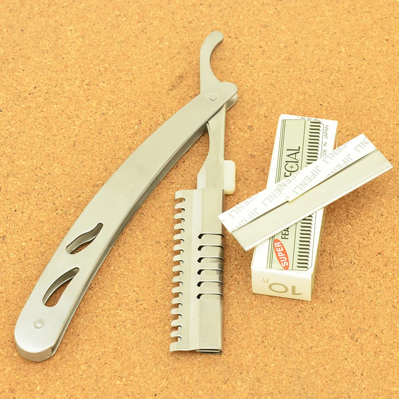 Meisha 1 шт. бритвы для волос, мужские прямые бритвы, стальные лезвия, складные ножи для бритья, инструменты для удаления волос с 10 лезвиями HC0003