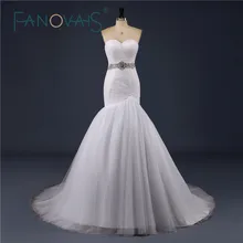 Fresh Style 2017 Tulle Wedding Dresses Off the shoulder Mermaid Bridal Gowns With Beading Belt Vestido de novia robe de mariage