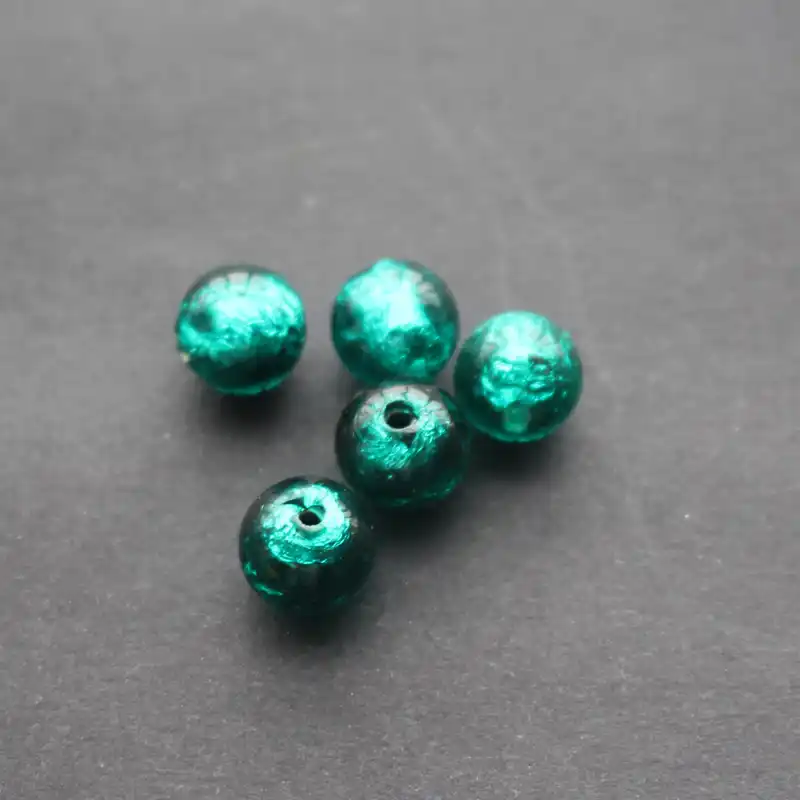 10 Cuentas De Murano De Lámina De Plata Corazón de Cristal 12mm-Verde oliva pálido