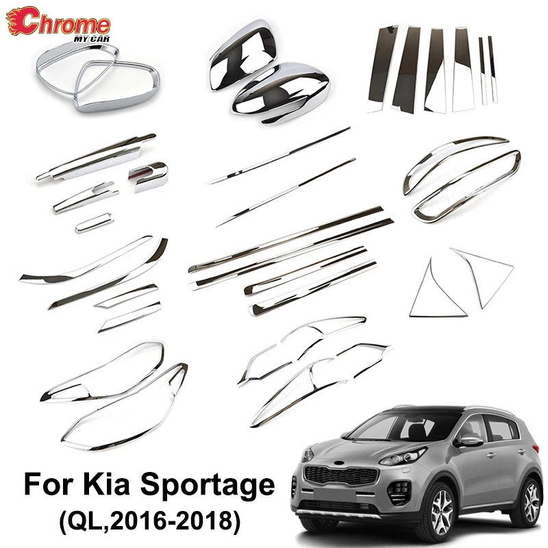

For Kia Sportage QL 2016 2017 2018 2019 Chrome Front Rear Fog Light Side Door Mirror Cover Trim Body Molding Strip Car Styling