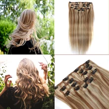 Remy Forte 24 Inch Clip In Human Hair Extensions Straight Hair Extension Clip P6/613 Blonde Ombre Color 7Pcs Hair Clip Iins