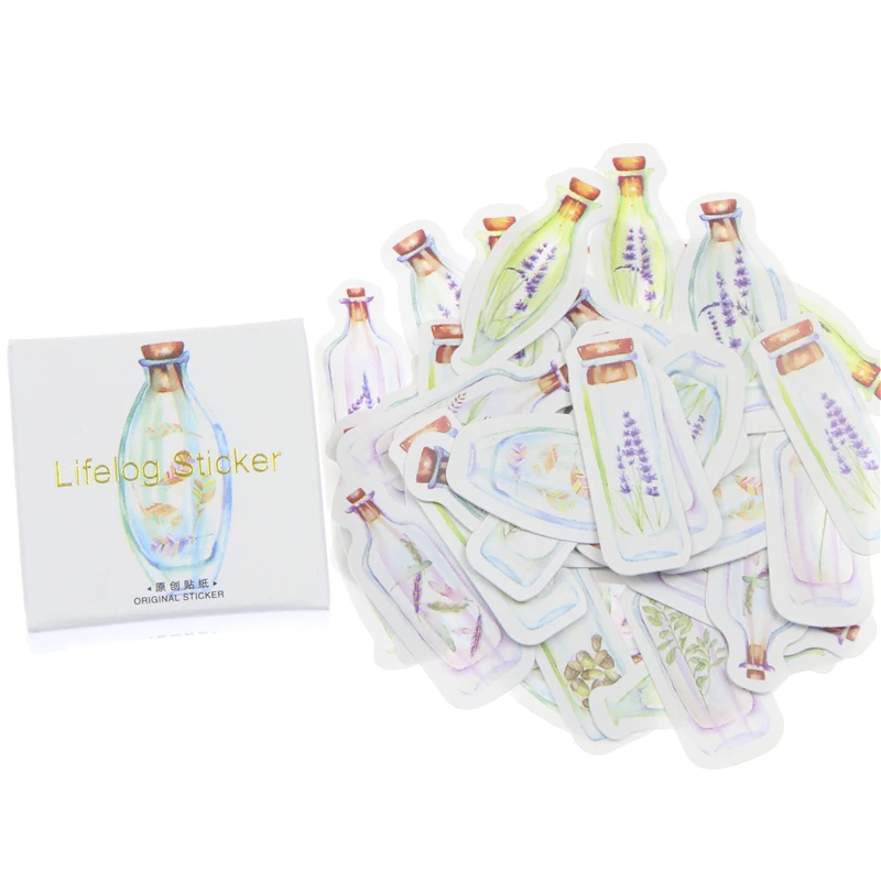 45 Pcs/ Box Cute Glass Bottles Mini Paper Sticker Diy Decoration Seal Sticker Material For Diary Scrapbooking Unique Stationery