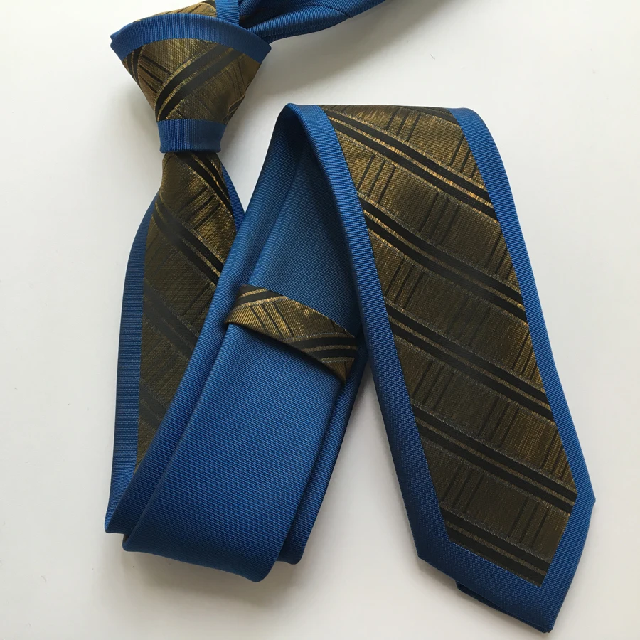 Модные Повседневное узкие завязки жаккардовые галстук черный с хоккея синий полосатый Gravatas для бизнесменов Бесплатная доставка