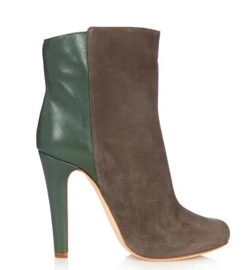 

Spring and autumn woman flock mixed colors high heel round toe ankle boots Ladies super high thin heel short boots SIZE34-43